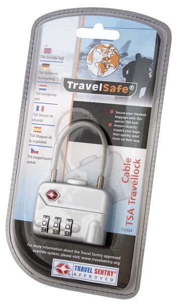 Travelsafe TSA Reisslot met cijferslot en kabel in verpakking
