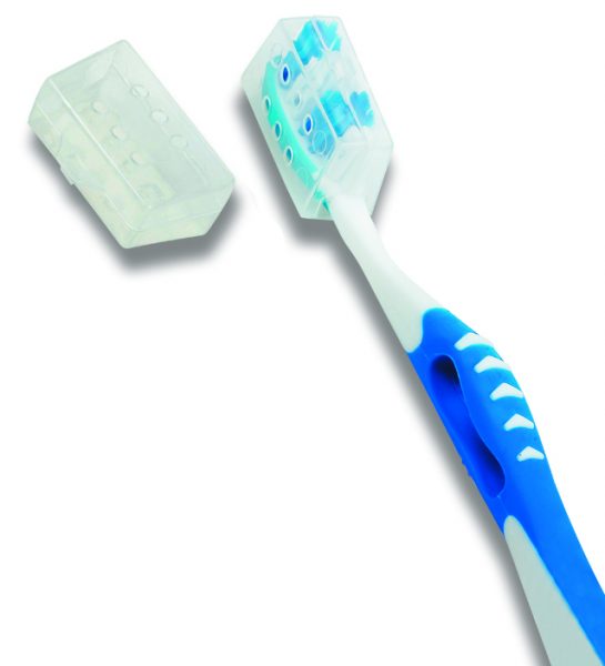 Transparante Travelsafe tandenborstelkoker op tandenborstel