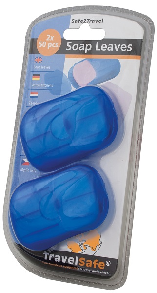 Zeepblaadjes in blauw doosje in verpakking